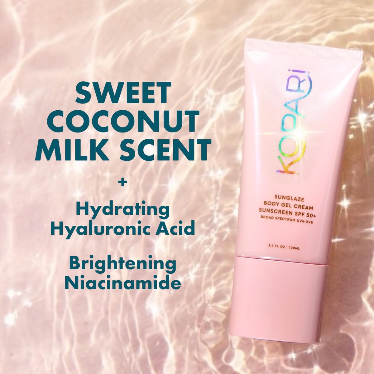 Kopari Sunglaze Body Gel Cream Sunscreen SPF 50+ | Broad-Spectrum Body Sunscreen with Hyaluronic Acid & Coconut Oil | Lightweight, Non-Greasy, Glowing Finish Avelisse
