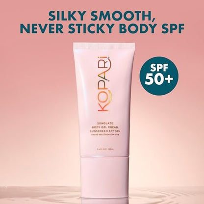Kopari Sunglaze Body Gel Cream Sunscreen SPF 50+ | Broad-Spectrum Body Sunscreen with Hyaluronic Acid & Coconut Oil | Lightweight, Non-Greasy, Glowing Finish Avelisse