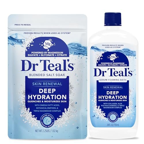 Dr Teal's Skin Renewal Deep Hydration Salt & Foaming Bath Combo Pack, 60 Ounce Avelisse