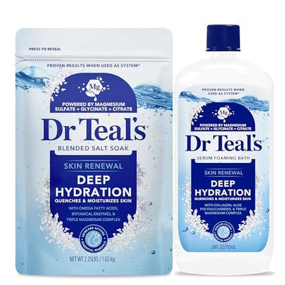 Dr Teal's Skin Renewal Deep Hydration Salt & Foaming Bath Combo Pack, 60 Ounce Avelisse