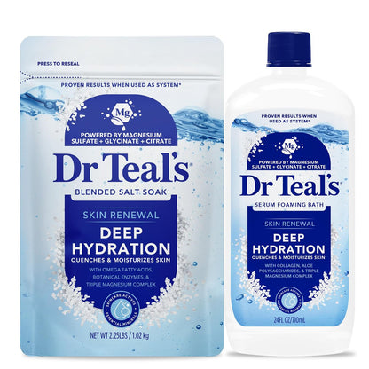 Dr Teal's Skin Renewal Deep Hydration Salt & Foaming Bath Combo Pack, 60 Ounce Avelisse