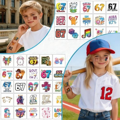 120-Piece Waterproof Temporary Tattoos for Kids – Baseball & Ice Cream Drip Designs, Smudge-Resistant Party Favors for Ages 6-7 Avelisse