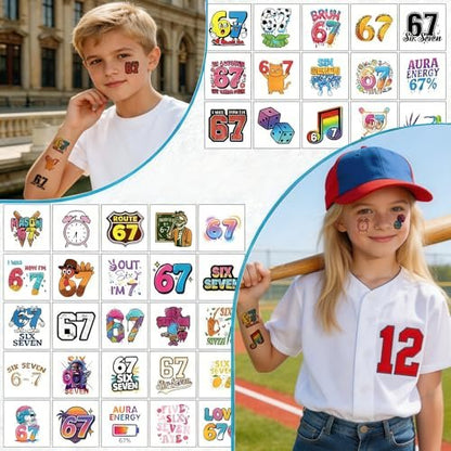 120-Piece Waterproof Temporary Tattoos for Kids – Baseball & Ice Cream Drip Designs, Smudge-Resistant Party Favors for Ages 6-7 Avelisse