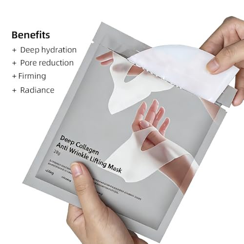 Collagen Face Mask 5 Pack - Korean Hydrating Sheet Mask for Glowing Glass Skin, Anti-Aging Firming & Deep Moisturizing Facial Mask, Bio Collagen Jelly Mask - görsel 6