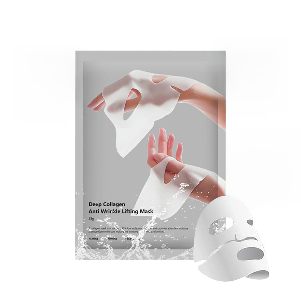 Collagen Face Mask 5 Pack - Korean Hydrating Sheet Mask for Glowing Glass Skin, Anti-Aging Firming & Deep Moisturizing Facial Mask, Bio Collagen Jelly Mask - görsel 1