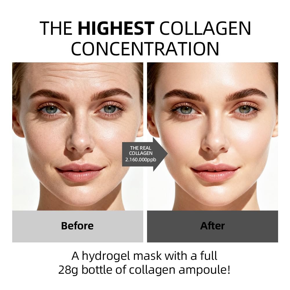 Collagen Face Mask 5 Pack - Korean Hydrating Sheet Mask for Glowing Glass Skin, Anti-Aging Firming & Deep Moisturizing Facial Mask, Bio Collagen Jelly Mask - görsel 9