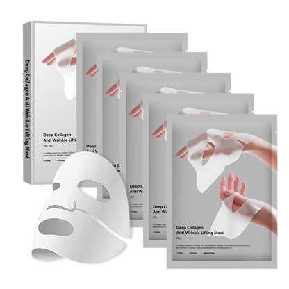 Collagen Face Mask 5 Pack - Korean Hydrating Sheet Mask for Glowing Glass Skin, Anti-Aging Firming & Deep Moisturizing Facial Mask, Bio Collagen Jelly Mask