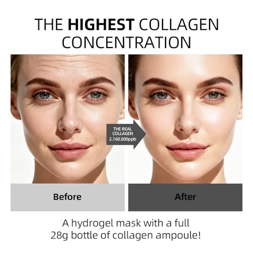 Collagen Face Mask 5 Pack - Korean Hydrating Sheet Mask for Glowing Glass Skin, Anti-Aging Firming & Deep Moisturizing Facial Mask, Bio Collagen Jelly Mask - görsel 10