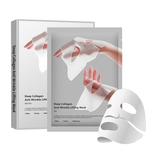 Collagen Face Mask 5 Pack - Korean Hydrating Sheet Mask for Glowing Glass Skin, Anti-Aging Firming & Deep Moisturizing Facial Mask, Bio Collagen Jelly Mask - görsel 4