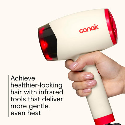 Infiniti PRO CONAIR LED Infrared Hair Dryer with Dual Ion Ceramic Technology, Anti-Frizz Ionic Blow Dryer, 3 Heat 3 Speed Settings, Professional Diffuser, White Avelisse