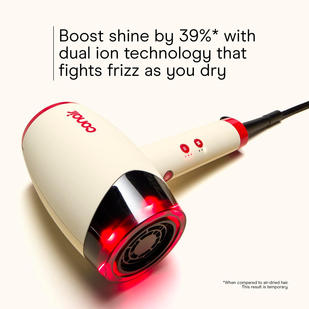 Infiniti PRO CONAIR LED Infrared Hair Dryer with Dual Ion Ceramic Technology, Anti-Frizz Ionic Blow Dryer, 3 Heat 3 Speed Settings, Professional Diffuser, White Avelisse