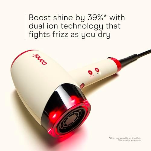 Infiniti PRO CONAIR LED Infrared Hair Dryer with Dual Ion Ceramic Technology, Anti-Frizz Ionic Blow Dryer, 3 Heat 3 Speed Settings, Professional Diffuser, White Avelisse