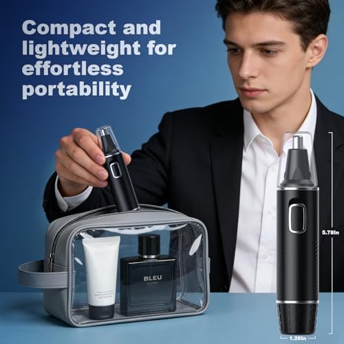 XOOMRSCP Professional Nose Hair Trimmer for Men - Rechargeable 2 in 1 Painless Ear & Nose Hair Trimmer with IPX7 Waterproof Dual-Edge Blades for Eyebrow & Facial Hair (Black) Avelisse