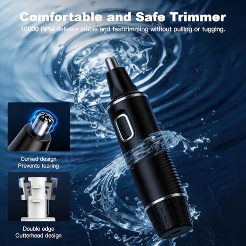XOOMRSCP Professional Nose Hair Trimmer for Men - Rechargeable 2 in 1 Painless Ear & Nose Hair Trimmer with IPX7 Waterproof Dual-Edge Blades for Eyebrow & Facial Hair (Black) Avelisse
