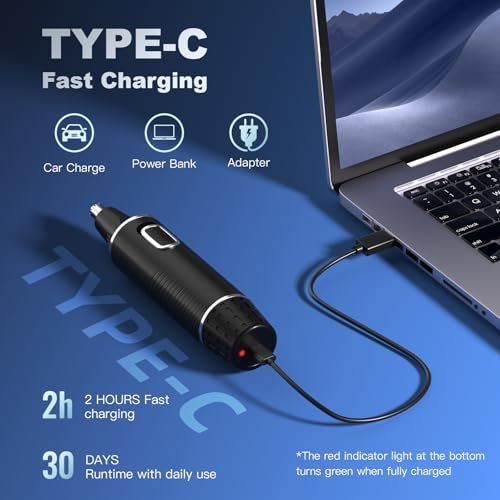 XOOMRSCP Professional Nose Hair Trimmer for Men - Rechargeable 2 in 1 Painless Ear & Nose Hair Trimmer with IPX7 Waterproof Dual-Edge Blades for Eyebrow & Facial Hair (Black) Avelisse