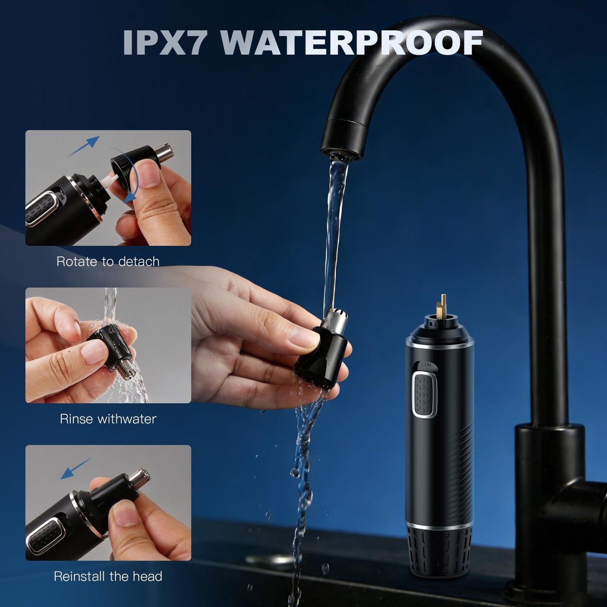 XOOMRSCP Professional Nose Hair Trimmer for Men - Rechargeable 2 in 1 Painless Ear & Nose Hair Trimmer with IPX7 Waterproof Dual-Edge Blades for Eyebrow & Facial Hair (Black) Avelisse