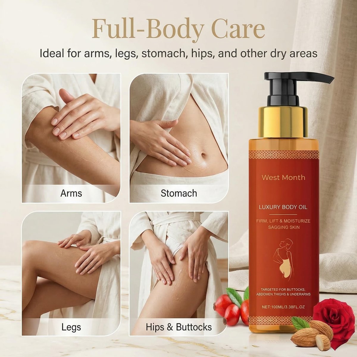 CJL CANKIRA Firming Body Oil for Women – Hydrating After Shower Moisturizer for Dry & Crepey-Looking Skin, Fast-Absorbing, 2 Pack Avelisse