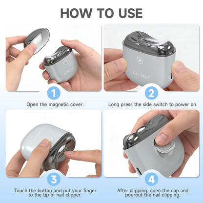 Electric Nail Clipper for Baby, Women, Men, Seniors – 2026 New Smart Safety Automatic Nail Trimmer with LED Light, Clip Storage, Type-C USB Rechargeable Fingernail File, Grey Avelisse