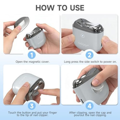 Electric Nail Clipper for Baby, Women, Men, Seniors – 2026 New Smart Safety Automatic Nail Trimmer with LED Light, Clip Storage, Type-C USB Rechargeable Fingernail File, Grey Avelisse