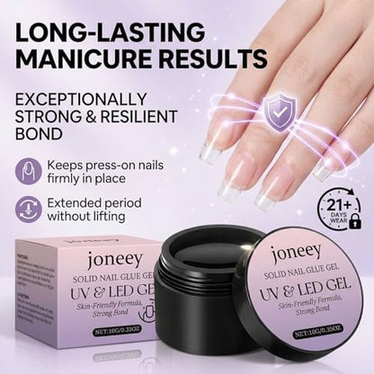 Solid Nail Glue Gel for Press on Nails – 10g Long-Lasting Strong Adhesion, UV Light Cured Avelisse