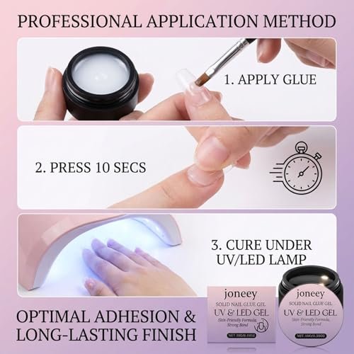 Solid Nail Glue Gel for Press on Nails – 10g Long-Lasting Strong Adhesion, UV Light Cured Avelisse