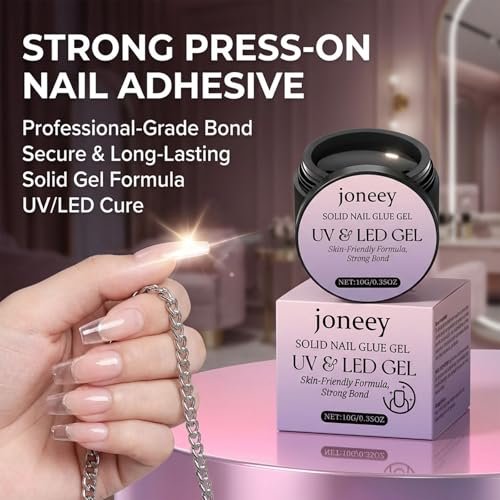 Solid Nail Glue Gel for Press on Nails – 10g Long-Lasting Strong Adhesion, UV Light Cured Avelisse