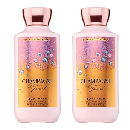 Bath & Body Works Champagne Toast Body Wash – Nourishing Cleanser with Pro-Vitamin B5 & Aloe – Bubbly Champagne & Sparkling Berry Scent – Gentle for Daily Use – 10 fl oz (Pack of 2) Avelisse