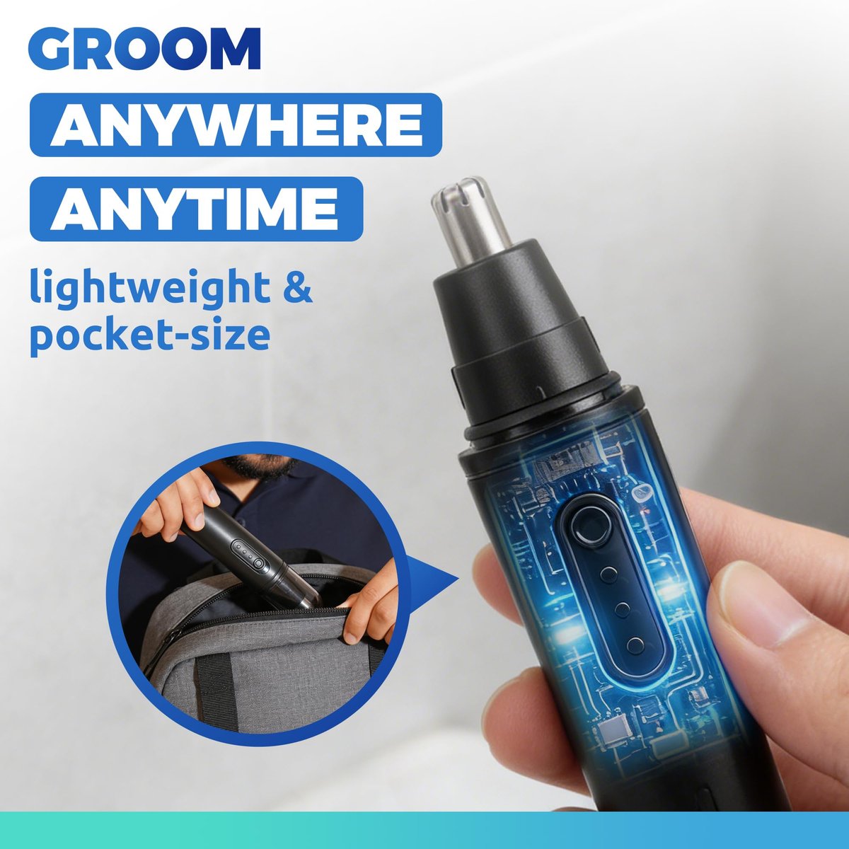 Lysandra Nose Hair Trimmer for Men: Painless Ear Hair Trimmer with 5 Month Battery Life – Electric Nose Hair Remover with Easy Clean Detachable Head, Black - görsel 9