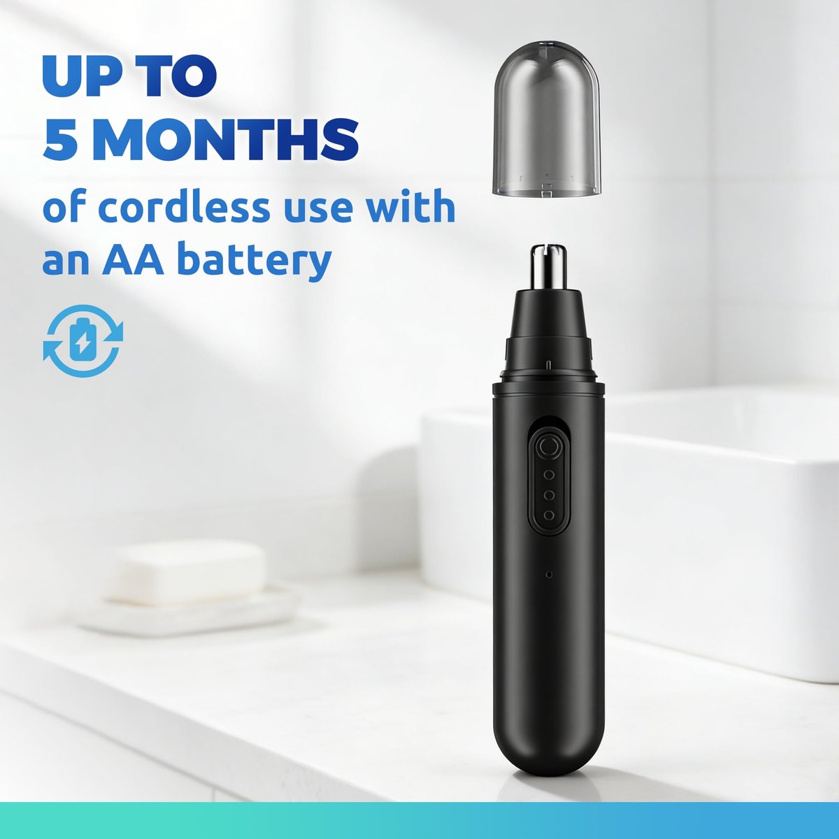 Lysandra Nose Hair Trimmer for Men: Painless Ear Hair Trimmer with 5 Month Battery Life – Electric Nose Hair Remover with Easy Clean Detachable Head, Black - görsel 7