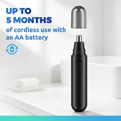 Lysandra Nose Hair Trimmer for Men: Painless Ear Hair Trimmer with 5 Month Battery Life – Electric Nose Hair Remover with Easy Clean Detachable Head, Black