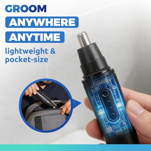 Lysandra Nose Hair Trimmer for Men: Painless Ear Hair Trimmer with 5 Month Battery Life – Electric Nose Hair Remover with Easy Clean Detachable Head, Black - görsel 10