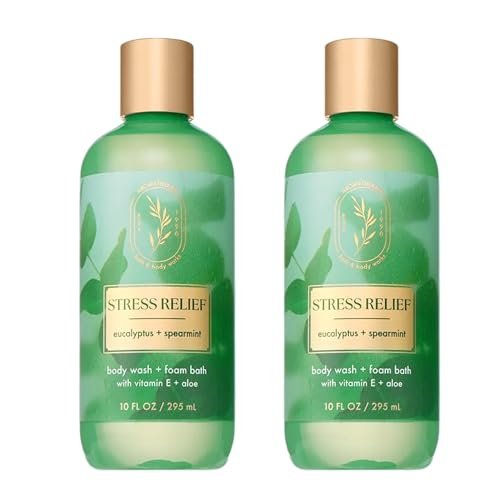 Bath & Body Works Eucalyptus Spearmint Body Wash & Foam Bath 2-Pack – Aromatherapy Cleanser with Vitamin E & Aloe, 10 fl oz Each Avelisse