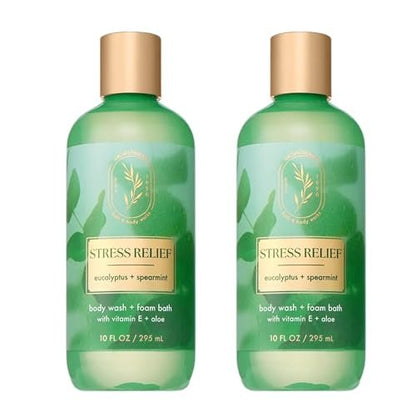 Bath & Body Works Eucalyptus Spearmint Body Wash & Foam Bath 2-Pack – Aromatherapy Cleanser with Vitamin E & Aloe, 10 fl oz Each Avelisse