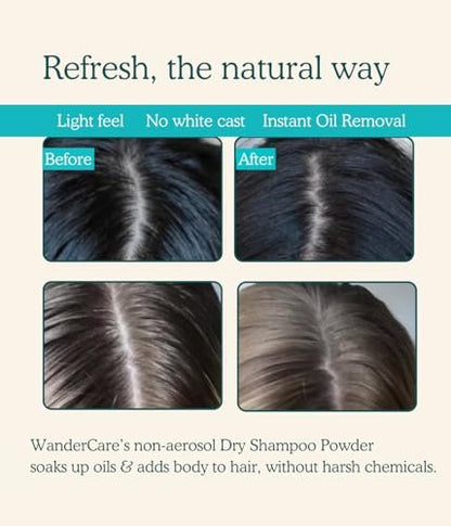 WanderCare Dry Shampoo Powder - Non-Aerosol, Volumize & Refresh, 400+ Uses, Travel-Friendly, for All Hair Types, Sunny Citrus Scent