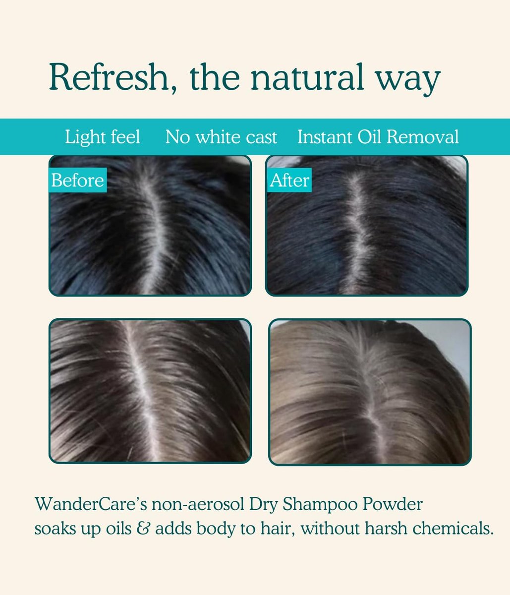 WanderCare Dry Shampoo Powder - Non-Aerosol, Volumize & Refresh, 400+ Uses, Travel-Friendly, for All Hair Types, Sunny Citrus Scent - görsel 5
