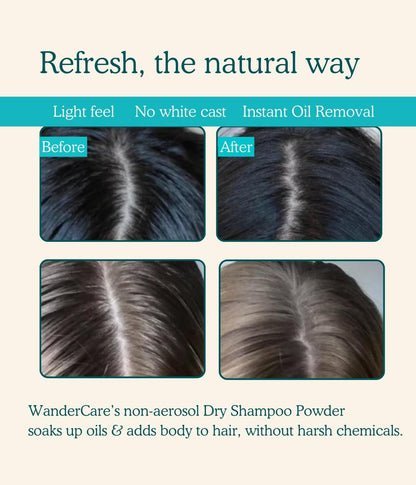WanderCare Dry Shampoo Powder - Non-Aerosol, Volumize & Refresh, 400+ Uses, Travel-Friendly, for All Hair Types, Sunny Citrus Scent
