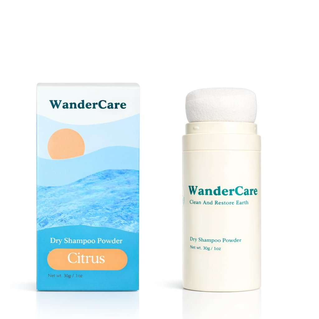 WanderCare Dry Shampoo Powder - Non-Aerosol, Volumize & Refresh, 400+ Uses, Travel-Friendly, for All Hair Types, Sunny Citrus Scent - görsel 1