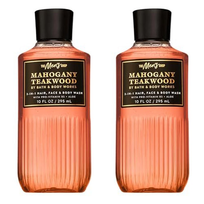 Bath & Body Works 3-in-1 Hair, Face & Body Wash for Men – Mahogany Teakwood, 10 fl oz (Pack of 2) Avelisse