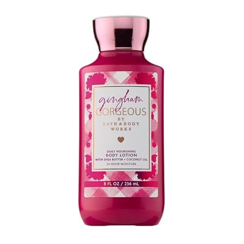 Bath & Body Works Gingham Gorgeous Body Lotion - Lightweight Daily Moisturizer with Shea Butter & Coconut Oil, Pink Strawberries, Peony Blooms, and Peach Nectar Scent, 8 fl oz Avelisse