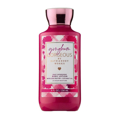 Bath & Body Works Gingham Gorgeous Body Lotion - Lightweight Daily Moisturizer with Shea Butter & Coconut Oil, Pink Strawberries, Peony Blooms, and Peach Nectar Scent, 8 fl oz Avelisse