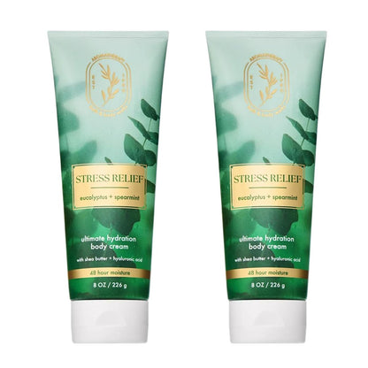 Bath & Body Works Eucalyptus Spearmint Aromatherapy Body Cream – Ultimate Hydration Moisturizer for Stress Relief with Shea Butter & Hyaluronic Acid, 8 fl oz (2-Pack) Avelisse