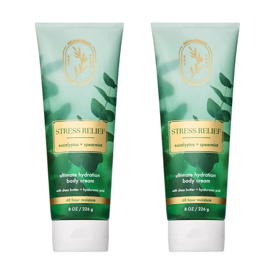 Bath & Body Works Eucalyptus Spearmint Aromatherapy Body Cream – Ultimate Hydration Moisturizer for Stress Relief with Shea Butter & Hyaluronic Acid, 8 fl oz (2-Pack) Avelisse