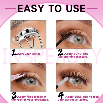 INSPEAUTY Lash Cluster Glue: Waterproof 2-in-1 Bond & Seal for Eyelash Clusters – 5ml+5ml, Strong Hold Up to 72 Hours