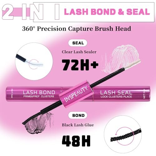 INSPEAUTY Lash Cluster Glue: Waterproof 2-in-1 Bond & Seal for Eyelash Clusters – 5ml+5ml, Strong Hold Up to 72 Hours - görsel 4