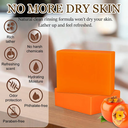 Persimmon Soap Bar 4 Pack – Natural Odor Control Soap for Body Odor, Underarms, Intimate Areas & Feet | All Skin Types Avelisse