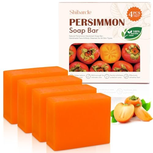 Persimmon Soap Bar 4 Pack – Natural Odor Control Soap for Body Odor, Underarms, Intimate Areas & Feet | All Skin Types Avelisse