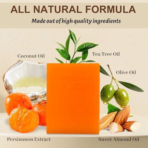 Persimmon Soap Bar 4 Pack – Natural Odor Control Soap for Body Odor, Underarms, Intimate Areas & Feet | All Skin Types Avelisse