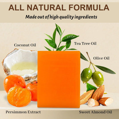 Persimmon Soap Bar 4 Pack – Natural Odor Control Soap for Body Odor, Underarms, Intimate Areas & Feet | All Skin Types Avelisse