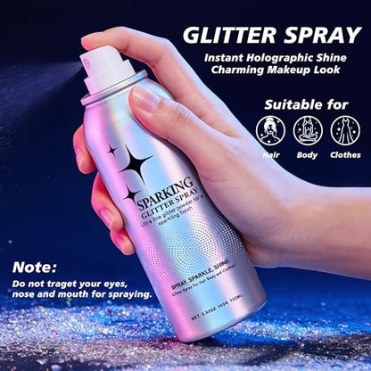 Mifeloy Silvery Hair and Body Glitter Spray - Long-Lasting Shimmer for Festivals, Concerts, and Proms - Quick-Drying Glitter Hairspray for Men and Women (100ml)