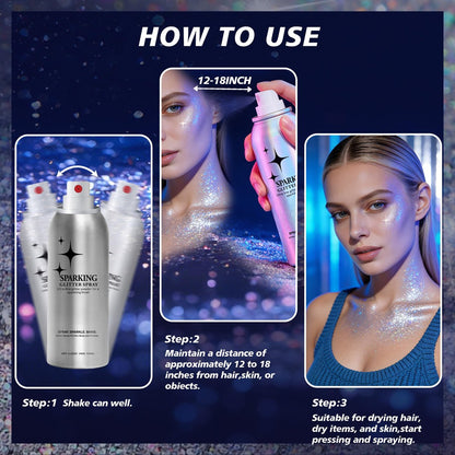Mifeloy Silvery Hair and Body Glitter Spray - Long-Lasting Shimmer for Festivals, Concerts, and Proms - Quick-Drying Glitter Hairspray for Men and Women (100ml)